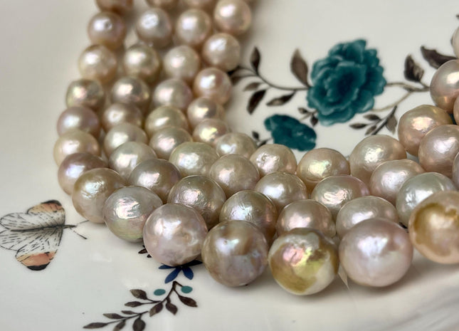 10-14 mm Rare Mixed Natural Pink Baroque Edison Pearl Genuine Pink Round Edison Pearl #P2708