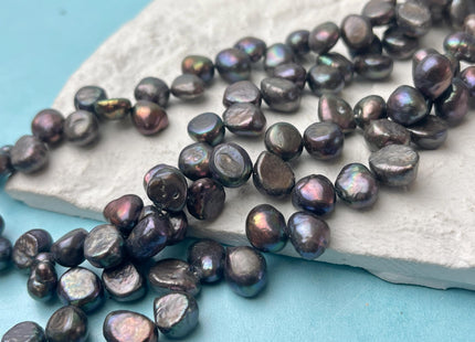7x9 mm Gray Or Peacock Color Top Drilled Freshwater Nugget Pearls Genuine Nugget Pearls #P2709