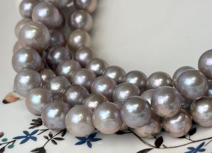 11-15 mm AAAA Rare Natural Mauve Pink W/ Gray Sheen Baroque Edison Pearl Genuine High Luster Round Edison Pearl #P2710