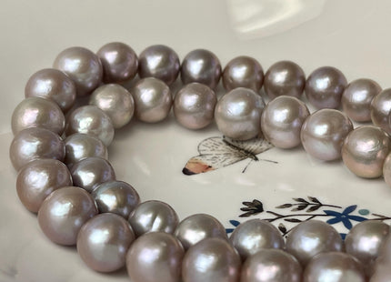 11-15 mm AAAA Rare Natural Mauve Pink W/ Gray Sheen Baroque Edison Pearl Genuine High Luster Round Edison Pearl #P2710