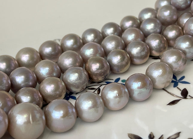 11-15 mm AAAA Rare Natural Mauve Pink W/ Gray Sheen Baroque Edison Pearl Genuine High Luster Round Edison Pearl #P2710