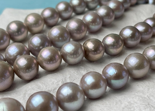 11-15 mm AAAA Rare Natural Mauve Pink W/ Gray Sheen Baroque Edison Pearl Genuine High Luster Round Edison Pearl #P2710