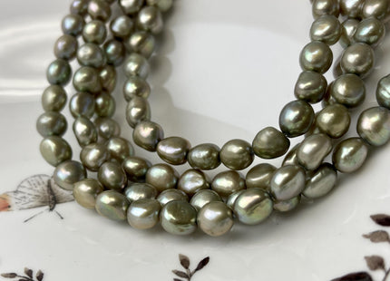 8-9x10 mm Sage Green Color Rice Nugget Freshwater Pearl Beads Genuine High Luster Freshwater Pearl Nuggets #P2750
