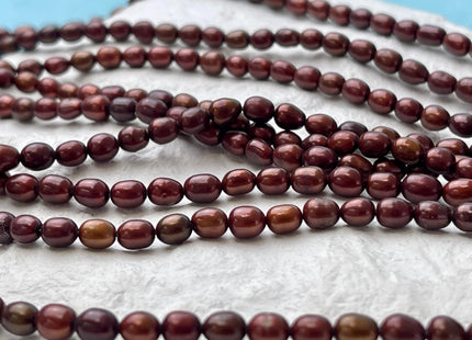 5x6-9 mm AA Sangria Red Color Rice/Oval Shape Freshwater Pearl Beads Genuine Freshwater Rice Pearls #P2751