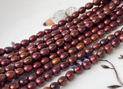 5x6-9 mm AA Sangria Red Color Rice/Oval Shape Freshwater Pearl Beads Genuine Freshwater Rice Pearls #P2751