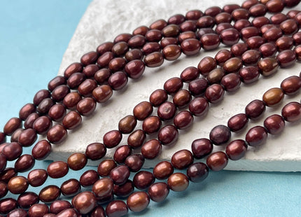 5x6-9 mm AA Sangria Red Color Rice/Oval Shape Freshwater Pearl Beads Genuine Freshwater Rice Pearls #P2751
