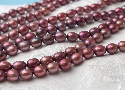 6-6.5x7-8 mm AAA Rose Pink Rice/Oval Freshwater Pearl Beads Genuine High Luster Quality Freshwater Pearls #P2752