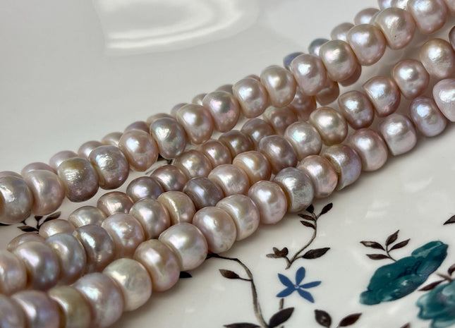 6x9-10 mm Mixed Natural Mauve And Light Pink Color Round Button Freshwater Pearl Beads Genuine Freshwater Pearls #P2753