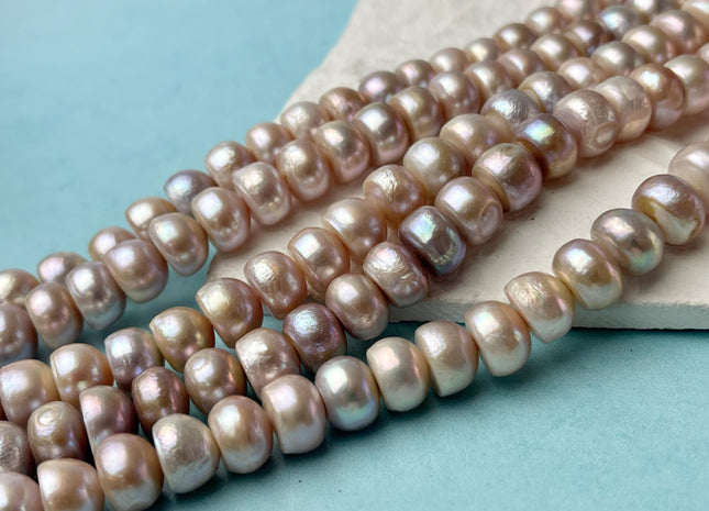 6x9-10 mm Mixed Natural Mauve And Light Pink Color Round Button Freshwater Pearl Beads Genuine Freshwater Pearls #P2753