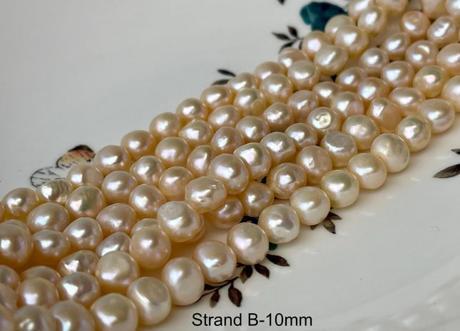 8-10 mm Natural Light Peach Pink Color Potato Nugget Freshwater Pearl Beads Genuine Pink Freshwater Pearl #P2755