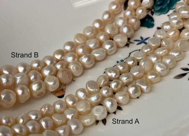 8-10 mm Natural Light Peach Pink Color Potato Nugget Freshwater Pearl Beads Genuine Pink Freshwater Pearl #P2755