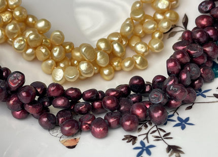 8x9-10 Champagne/Red/Gold Color Top Drilled Freshwater Nugget Pearls Genuine Natural Freshwater Pearl Beads #P2756