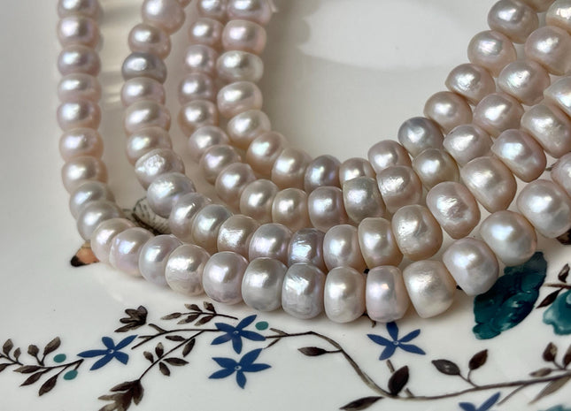 6x9.5-10 mm Mixed Natural Pale Pink Color Round Button Freshwater Pearl Beads Genuine Freshwater Pearls #P2757