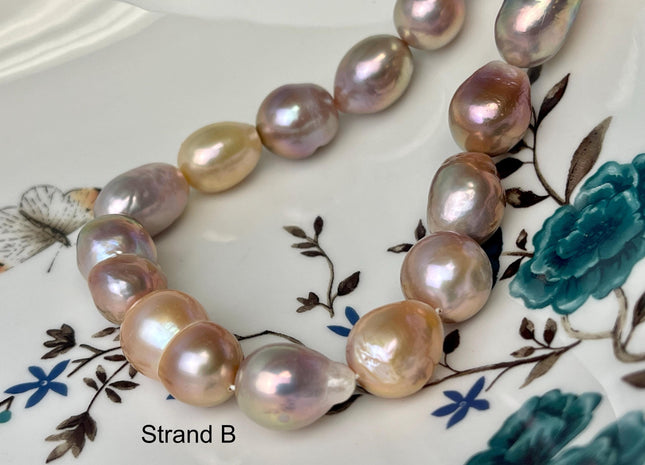 12-15 mm AA Rare Mixed Natural Mauve Pink Baroque Pearl Genuine Quality Edison Pearl With Iridescent Color #P2713