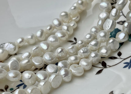 9-10 mm AA Large Hole Freshwater Pearl Potato Nugget Hole Size 2.1 mm Genuine Natural White Large Hole Pearls #P2714