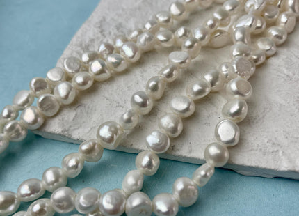 9-10 mm AA Large Hole Freshwater Pearl Potato Nugget Hole Size 2.1 mm Genuine Natural White Large Hole Pearls #P2714