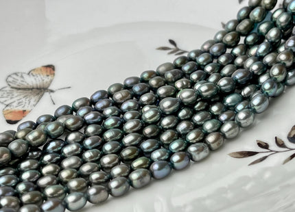 4.5x5 mm AAA Tiny Grayish Olive Green Color Rice/Oval Freshwater Pearl BeadsGenuine Smooth And Shiny Freshwater Pearl Tiny Seed Bead #P2715