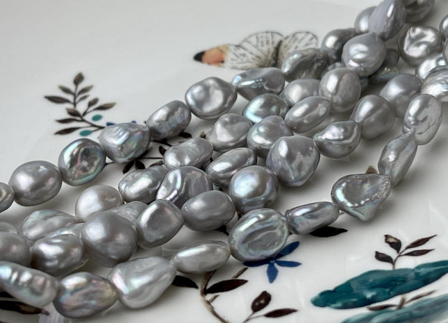 8-9x10 mm AAA Gray Color Keshi Nugget Freshwater Pearl Beads Very Rare Genuine Freshwater High Luster Keshi Rice Nugget Pearls #P2703