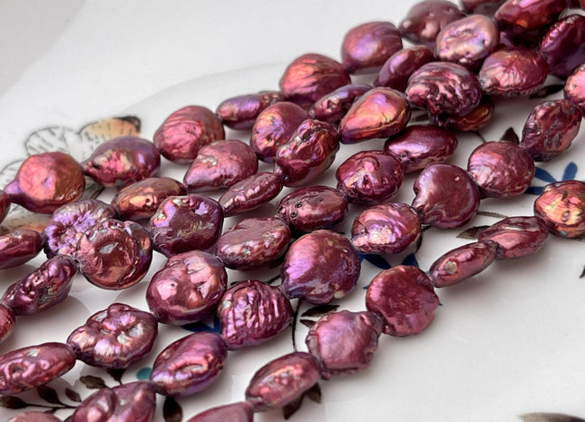 8-9 mm Fuchsia Pink Coin Freshwater Pearls Genuine Red Coin Freshwater Pearl B Grade #P2716