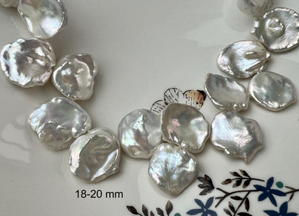 13-15 mm AAA Natural White Corn Flake Keshi Freshwater Pearls Top Drilled High Luster Flat Keshi Pearl Beads #351