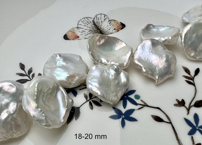 13-15 mm AAA Natural White Corn Flake Keshi Freshwater Pearls Top Drilled High Luster Flat Keshi Pearl Beads #351