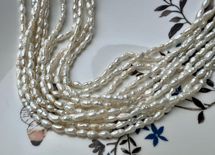 2.5-3x5mm Natural White Keshi Rice Nugget Freshwater Pearl Beads Genuine Freshwater Tiny Keshi Nugget Pearls #P2726