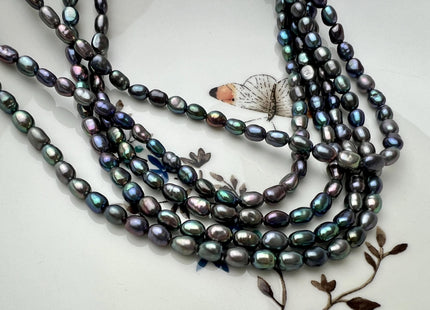 3.5-4x5 mm AAA Rainbow Peacock Color Rice Nugget Freshwater Pearl Beads Genuine High Luster Tiny Freshwater Pearl #P2723