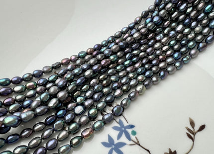 3.5-4x5 mm AAA Rainbow Peacock Color Rice Nugget Freshwater Pearl Beads Genuine High Luster Tiny Freshwater Pearl #P2723