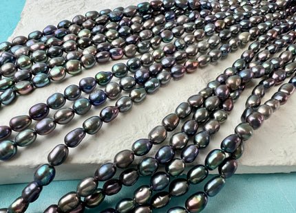 3.5-4x5 mm AAA Rainbow Peacock Color Rice Nugget Freshwater Pearl Beads Genuine High Luster Tiny Freshwater Pearl #P2723