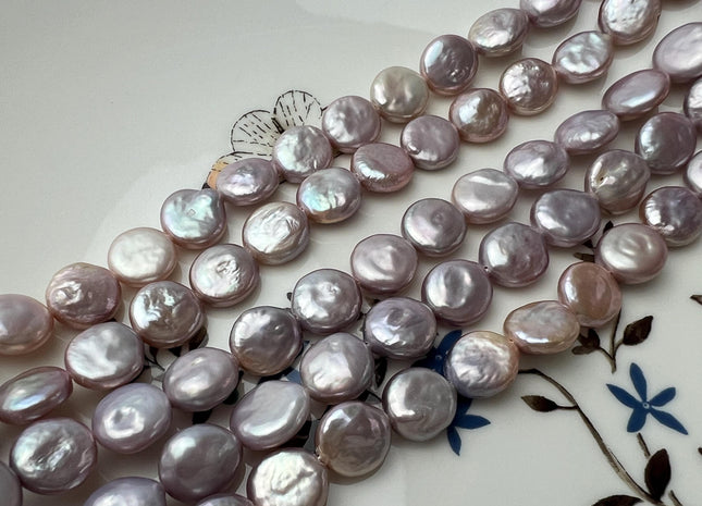 9-9.5 mm AAA Natural Mauve Pink Freshwater Coin Pearl Genuine High Luster Small Coin Pearls 35 Beads #P2727