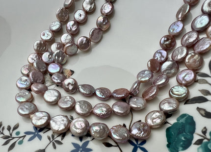 9-9.5 mm AAA Natural Mauve Pink Freshwater Coin Pearl Genuine High Luster Small Coin Pearls 35 Beads #P2727