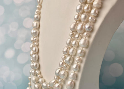 64 Inches 6-10 mm AA Natural White And Pink Potato Rice Freshwater Pearl Necklace Bridal Pearl Necklace Genuine Pearl Long Necklaces #P2759