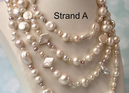 64 Inches Natural White Or Seaweed Mixed Keshi Coin Potato Freshwater Pearl Necklace Genuine Pearl Necklace #P2759