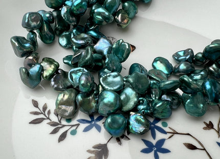 8-9x10 mm AAA Rare High Luster Teal Green Color Keshi Freshwater Pearl Beads Genuine Top Drilled Green Keshi Dancing Pearl Beads #P2725