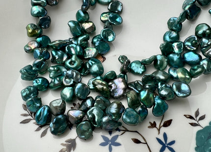 8-9x10 mm AAA Rare High Luster Teal Green Color Keshi Freshwater Pearl Beads Genuine Top Drilled Green Keshi Dancing Pearl Beads #P2725
