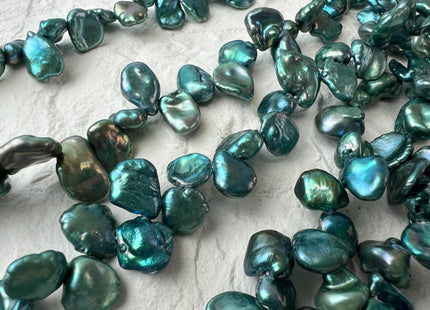 8-9x10 mm AAA Rare High Luster Teal Green Color Keshi Freshwater Pearl Beads Genuine Top Drilled Green Keshi Dancing Pearl Beads #P2725