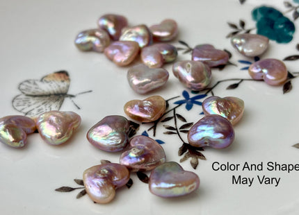 One Piece 10-12 mm AAA Very Rare Natural Mauve Heart Shape Freshwater Coin Pearl Beads Genuine High Luster Heart Coin Pearls #P2729
