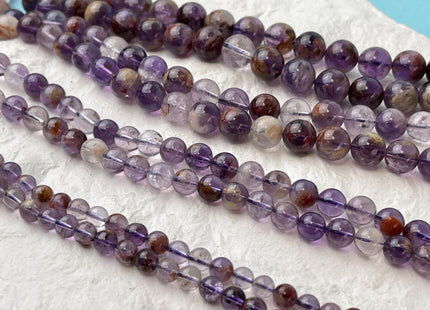 WHOLESALE 4mm 6mm 7.5mm 8mm 10mm 12mm AAA Smooth Round Top Quality Natural Super Seven Gemstone Natural Color Cacoxenite Amethyst #2214