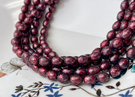7x8-9mm AA Dark Red/Burgundy Color Faceted Rice Oval Freshwater Pearl Beads Genuine Freshwater Pearls #P2732