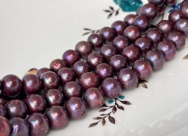 10mm Rare Plum Red Potato Freshwater Pearl Beads Genuine Dark Red Freshwater Pearls 45 Beads #P2733