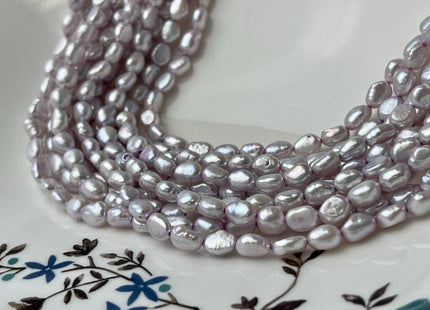 4-5x6-7 mm Lilac Rice/Oval Nugget Freshwater Pearl Beads Genuine High Luster Freshwater Pearl Nuggets 61 Beads #P2734