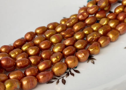7-8x9-12 mm Orange Gold Color Baroque Freshwater Pearl Beads Genuine Freshwater Pearls #P2735