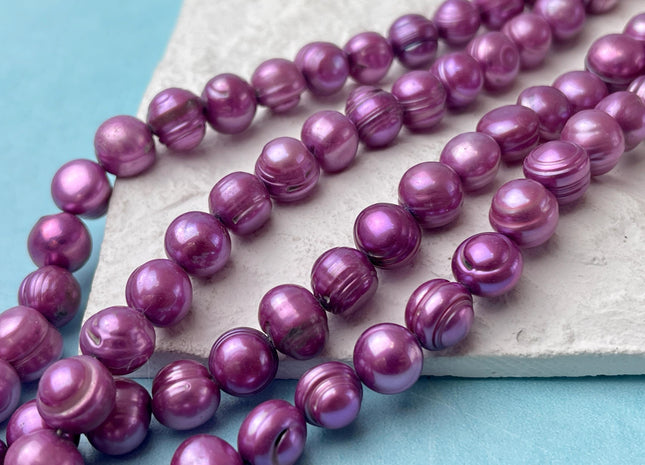 9-10mm Potato Shape Freshwater Pearl Beads Purple Color Genuine Culture Freshwater Pearl 45 Beadss #P2737
