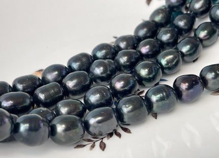 10-11x12-13 mm Dark Prussian Blue Color Freshwater Pearls Rice/Oval Shape Pearl Beads Genuine Large Freshwater Pearls #P2738
