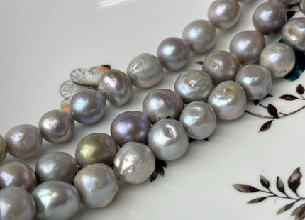 11-13 mm Gray Color Baroque Freshwater Pearl Beads Genuine Baroque Edison Pearls 30 Pieces B Grade #P2739