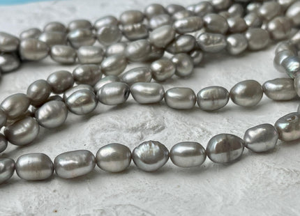 6.5-7x8-9 mm or 7-8x10-11 mm Gray Color Rice Nugget Freshwater Pearl Beads, Genuine Freshwater Nugget Pearls #P2743