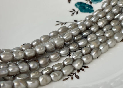 6.5-7x8-9 mm or 7-8x10-11 mm Gray Color Rice Nugget Freshwater Pearl Beads, Genuine Freshwater Nugget Pearls #P2743
