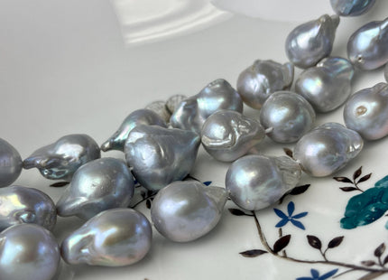 14-17x20 mm AA Jumbo Gray Baroque Freshwater Pearl Beads Cultured Gray Baroque Genuine Freshwater Baroque Pearls 18-20 Beads #P2747