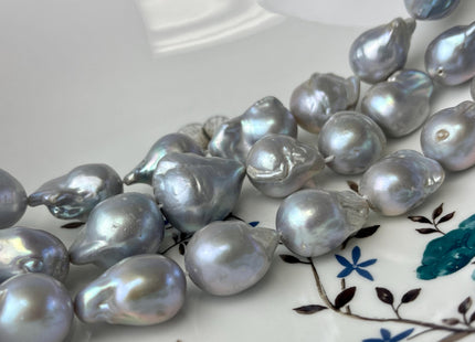 14-17x20 mm AA Jumbo Gray Baroque Freshwater Pearl Beads Cultured Gray Baroque Genuine Freshwater Baroque Pearls 18-20 Beads #P2747