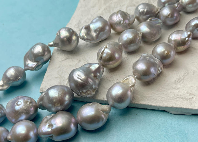 14-17x20 mm AA Jumbo Gray Baroque Freshwater Pearl Beads Cultured Gray Baroque Genuine Freshwater Baroque Pearls 18-20 Beads #P2747